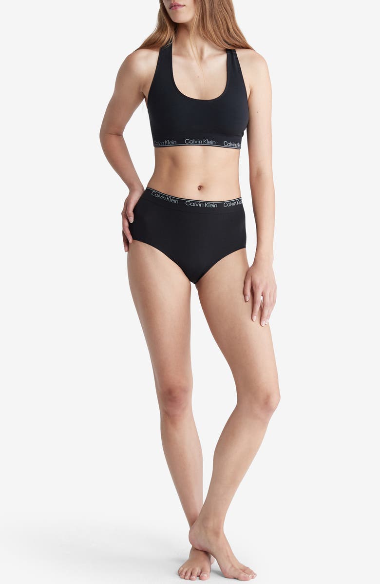 Calvin Klein Logo Racerback Bralette, Alternate, color, 