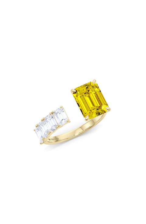 Floating Yellow Lab Grown Diamond Open Ring