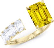 HauteCarat Floating Yellow Lab Grown Diamond Open Ring