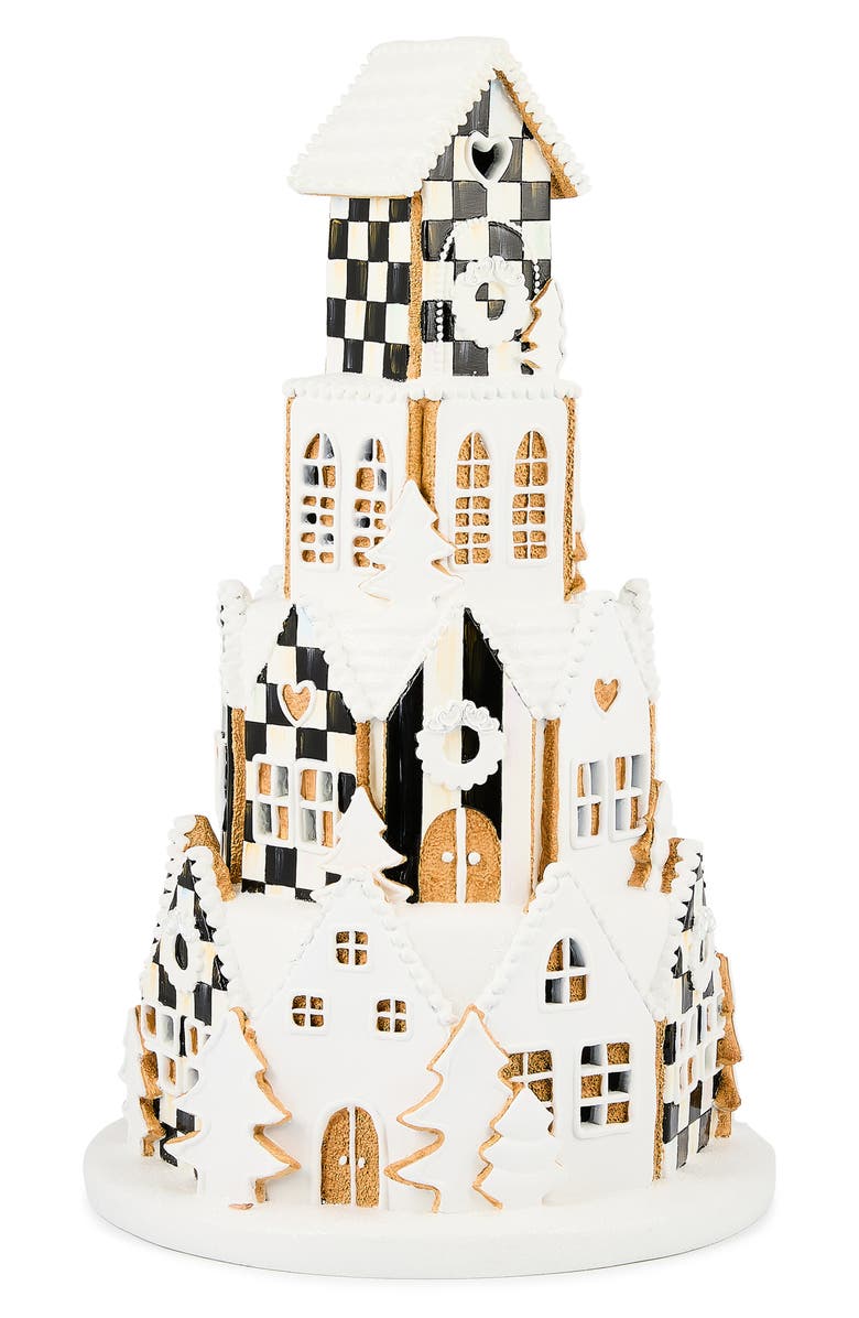 MACKENZIE CHILDS Gingerbread Round Illuminated Village Figurine, Alternate, color, White