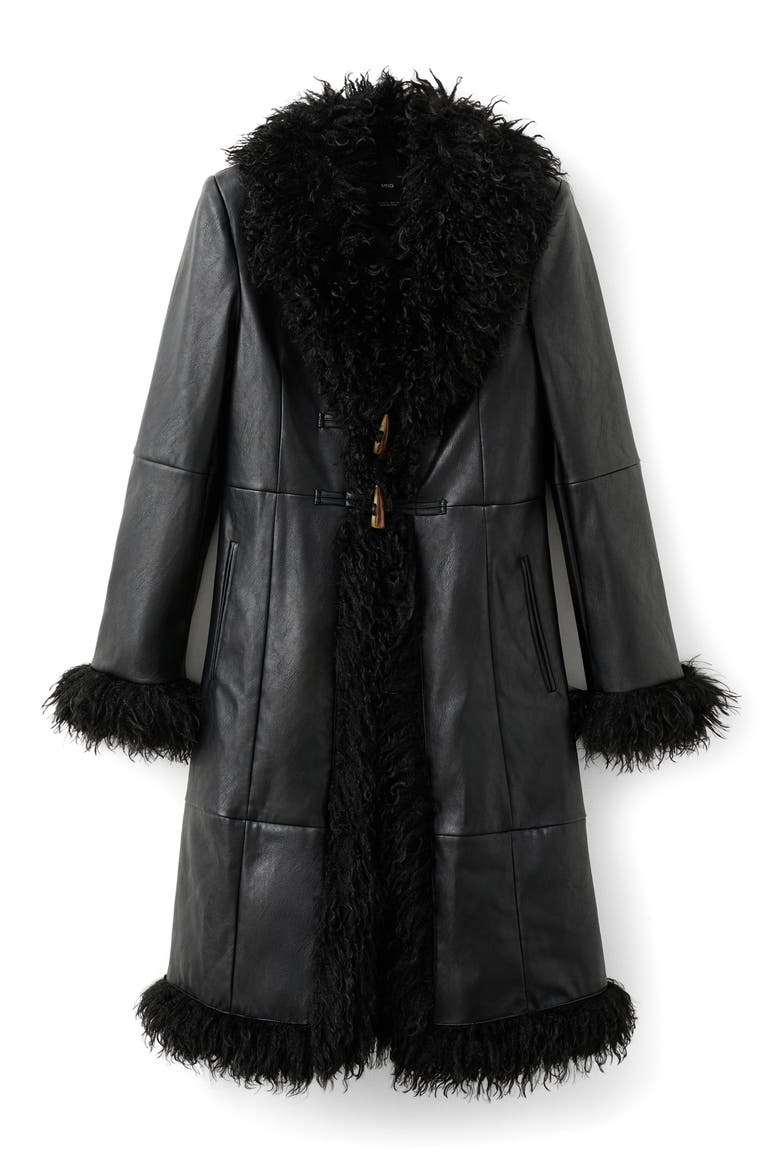 Faux Shearling Coat, Main, color, BLACK