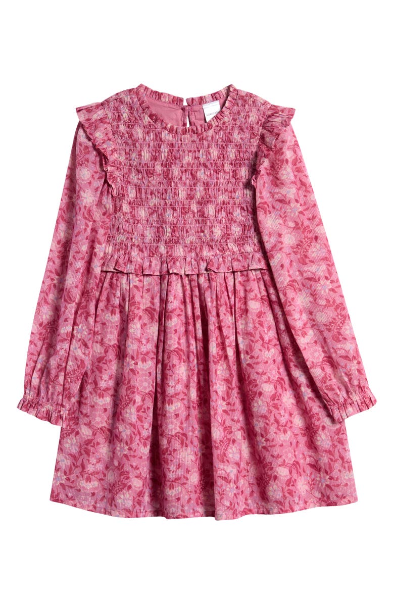 Nordstrom Kids' Floral Metallic Thread Long Sleeve Dress, Main, color, Purple Victoria Lizzie Brocade