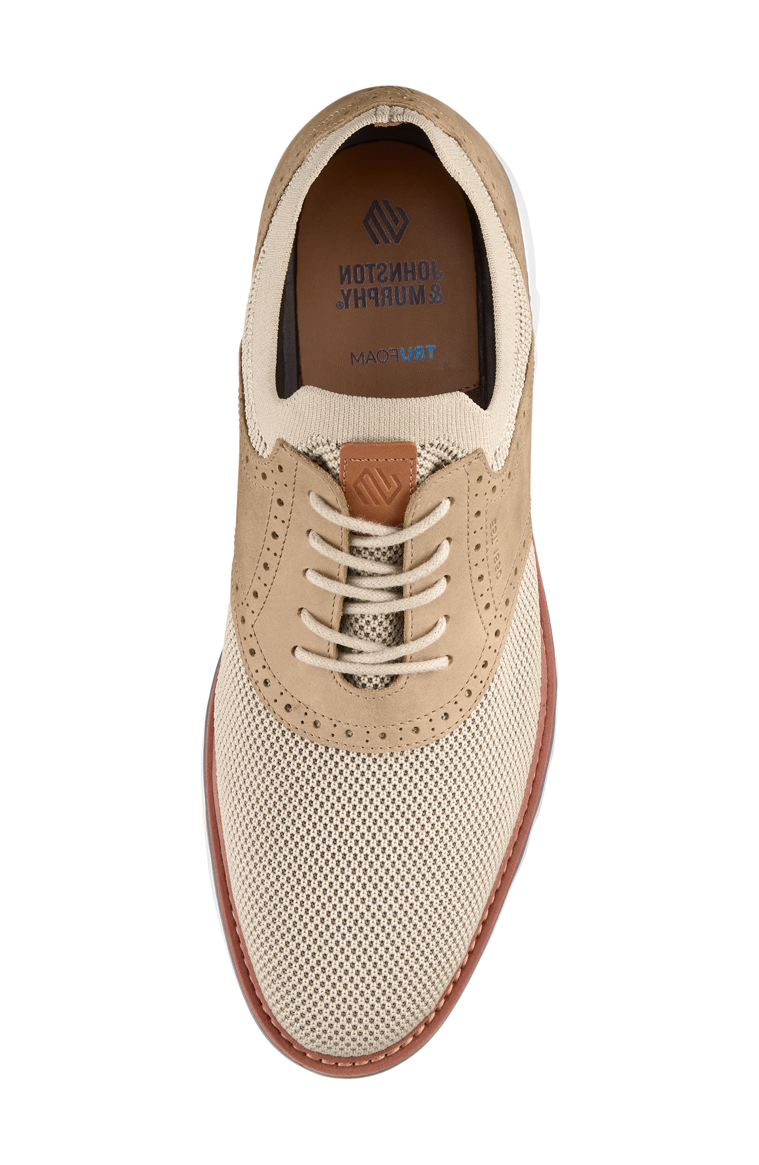 Johnston & Murphy Braxton Knit Saddle Shoe, Alternate, color, Beige Knit/ Nubuck