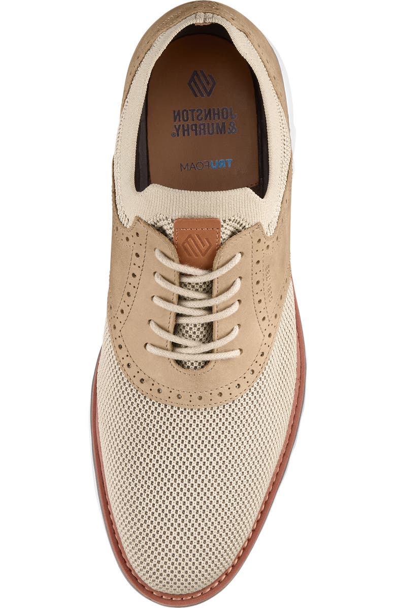 Johnston & Murphy Braxton Knit Saddle Shoe, Alternate, color, Beige Knit/ Nubuck