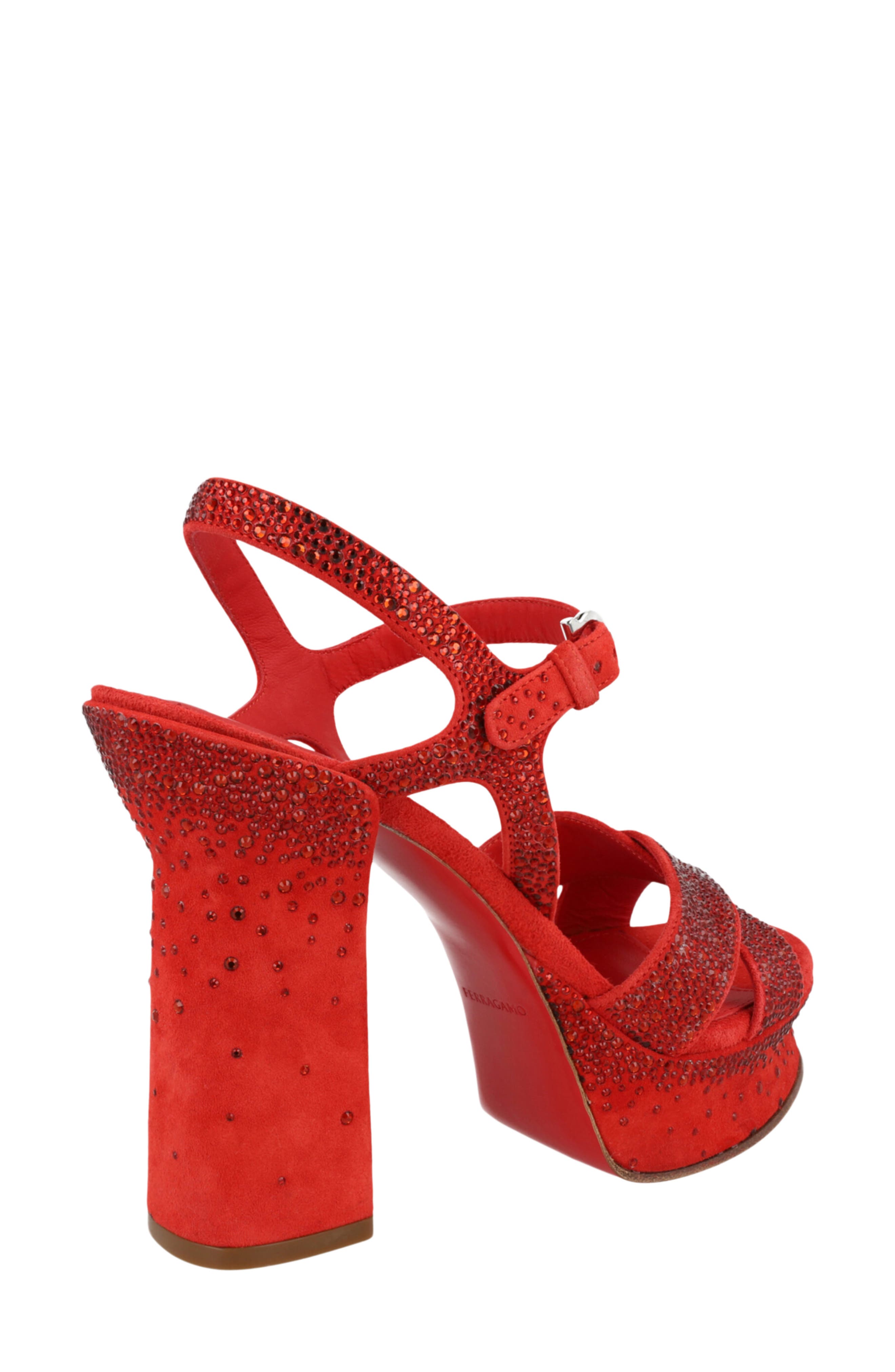 Sonya Leather Platform Sandal, Alternate, color, RED