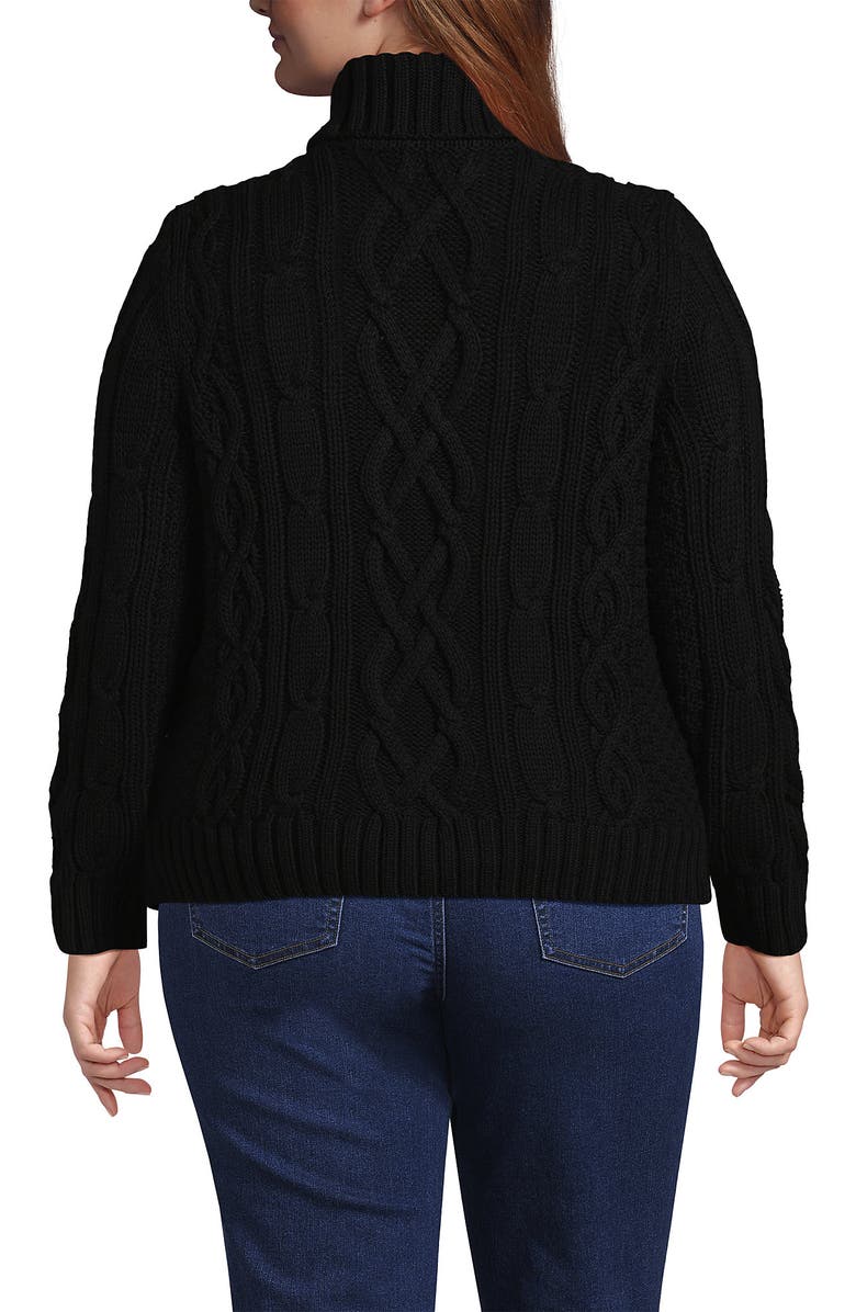Lands' End Plus Size Drifter Cable Turtleneck Sweater, Alternate, color, 