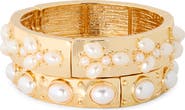 NATASHA 2-Pack Faux Pearl Bangle Bracelets