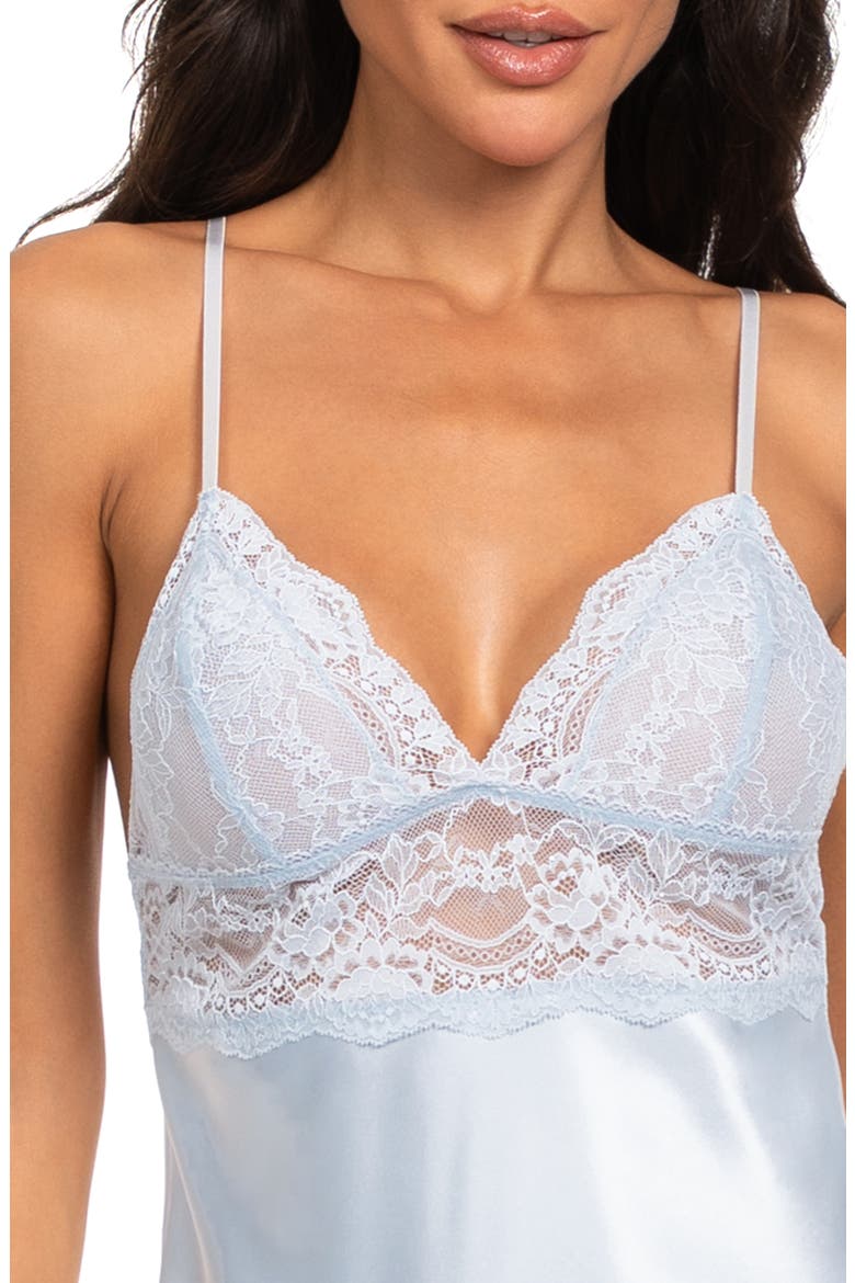 Annie Lace Trim Satin Chemise, Alternate, color, PALE BLUE