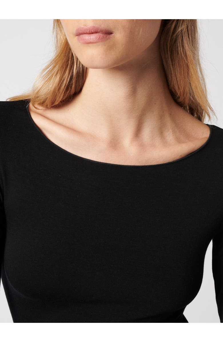 Majestic Filatures Soft Touch 3/4 Sleeve Merrow Edge Boatneck T-Shirt, Alternate, color, Noir