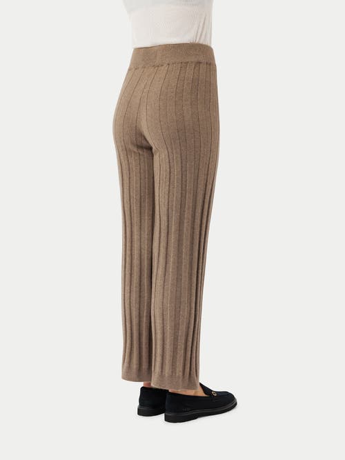 Gobi Mongolian Cashmere Textured Knit Cashmere Pants In Taupe