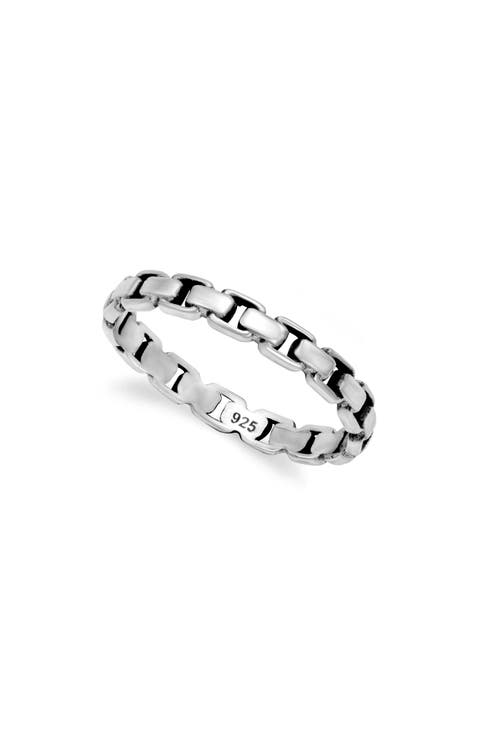 Sterling Silver Box Chain Ring