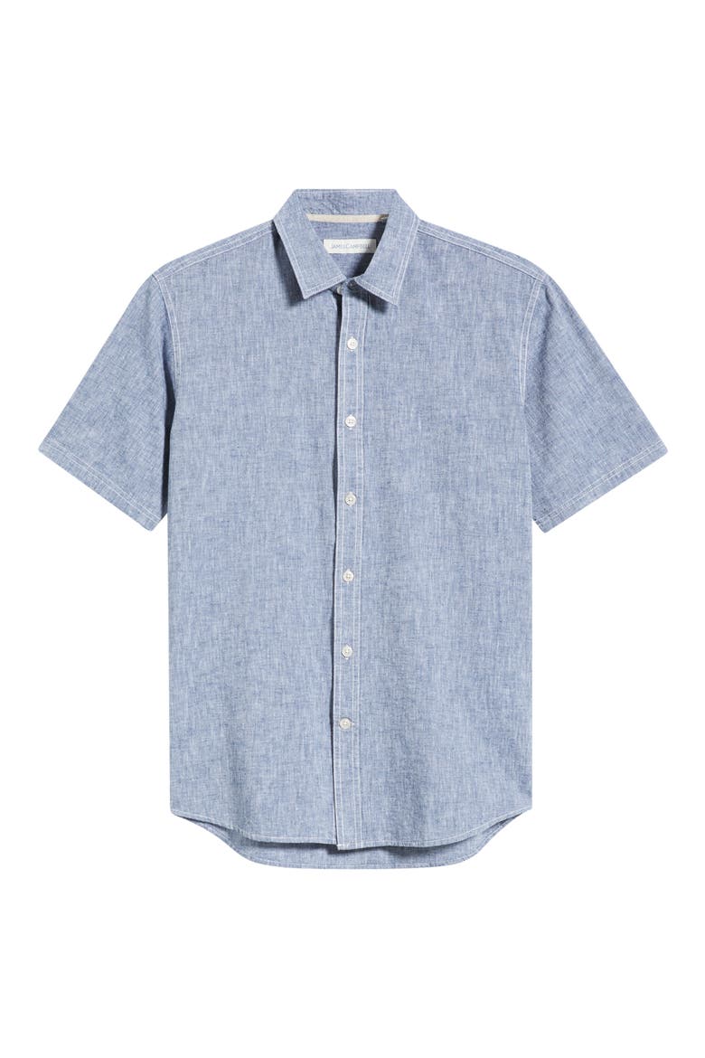 Formosa Regular Fit Short Sleeve Cotton & Linen Sport Shirt, Alternate, color, NAVY