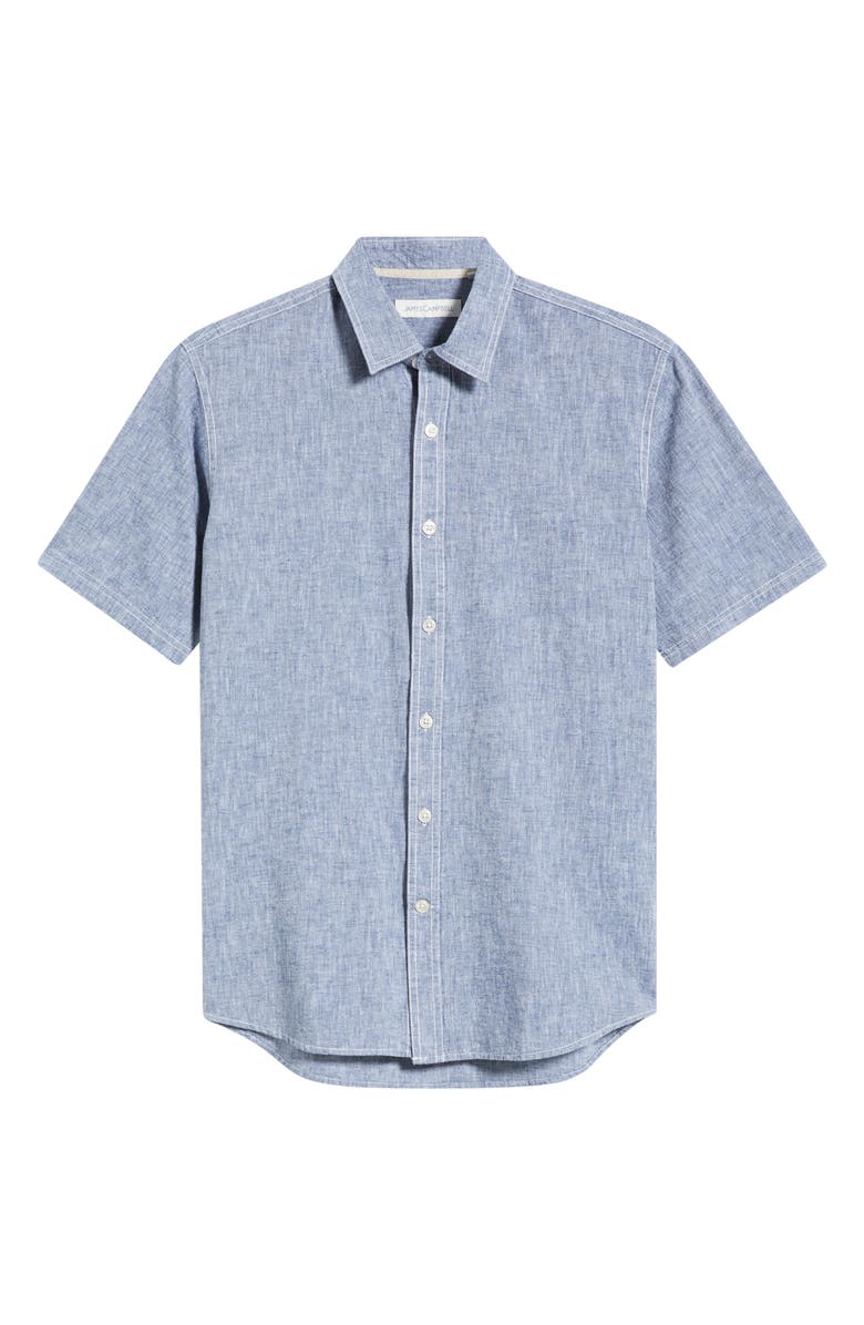 James Campbell Formosa Regular Fit Short Sleeve Cotton & Linen Sport Shirt, Alternate, color, Navy