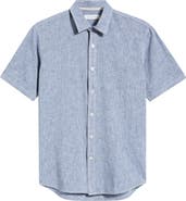 James Campbell Formosa Regular Fit Short Sleeve Cotton & Linen Sport Shirt
