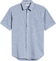 James Campbell Formosa Regular Fit Short Sleeve Cotton & Linen Sport Shirt
