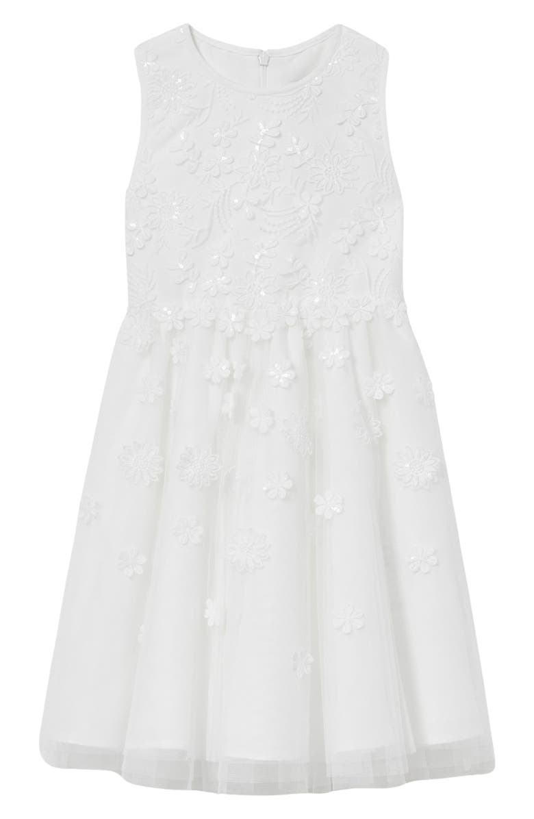 Reiss Kids' Clementine Sequin Party Dress, Main, color, Ivory