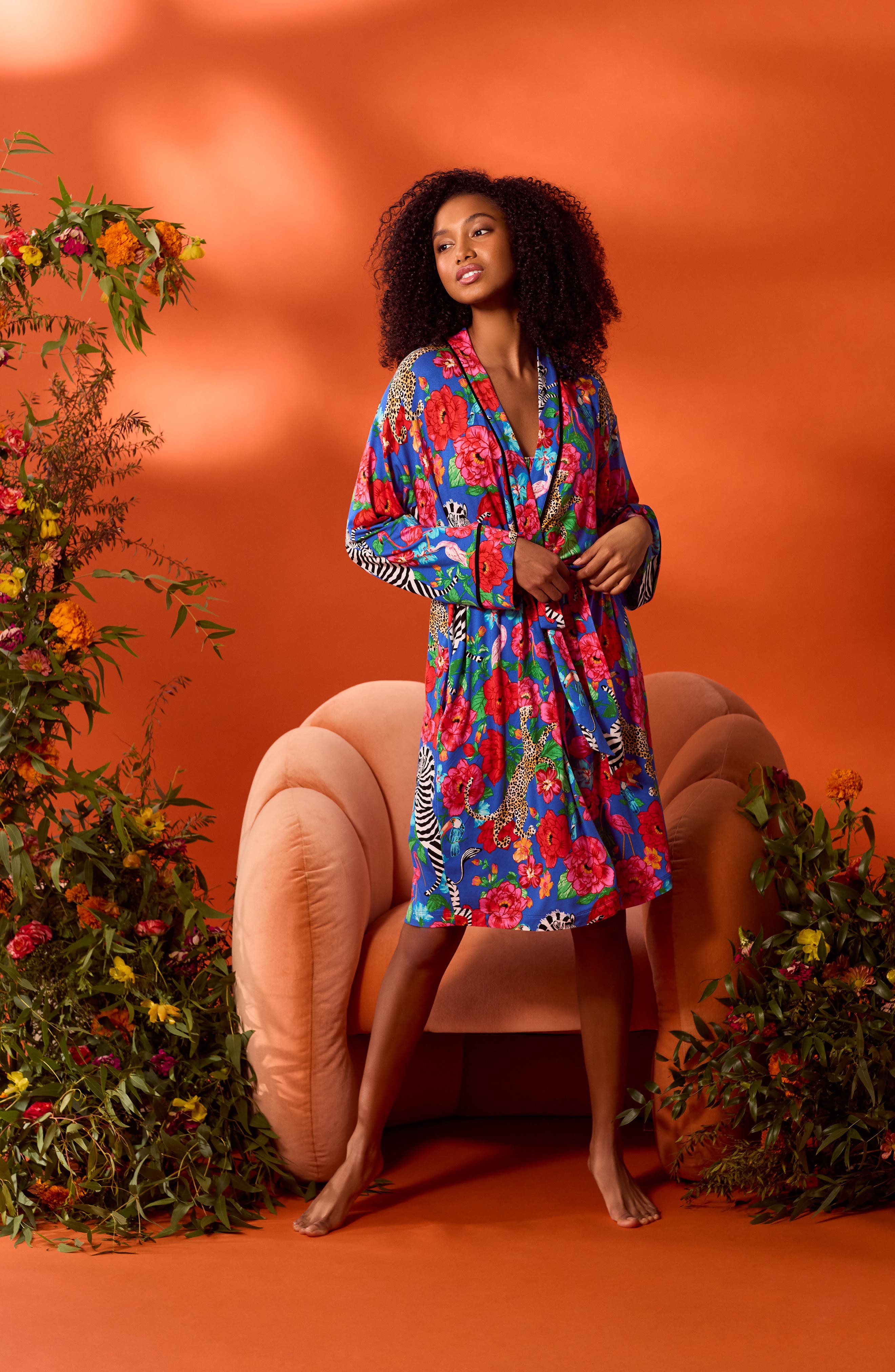 ルームウェア・パジャマ philme satin room wear ladies Room Service Pjs Print Longline Robe (Women) | Nordstrom