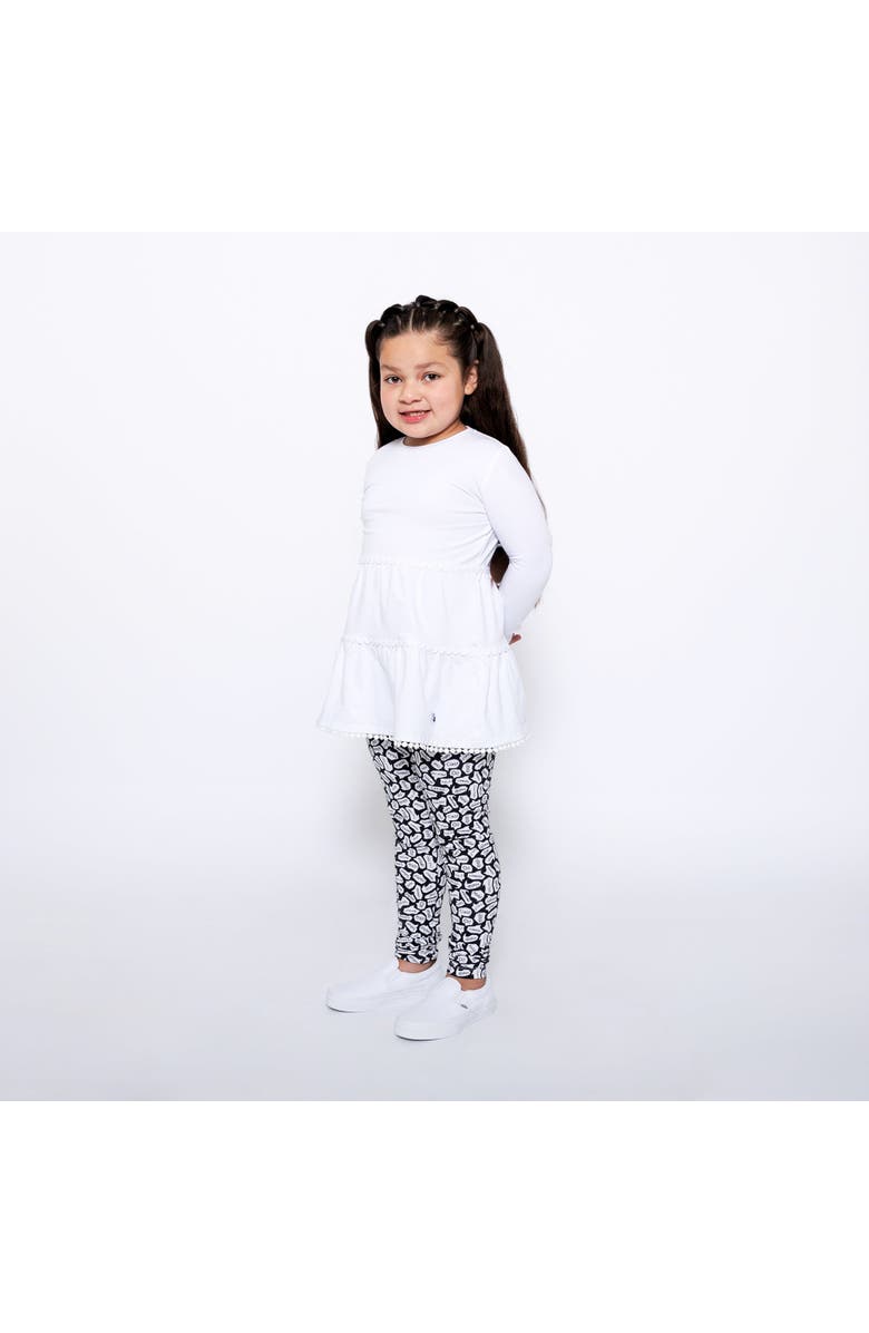 Mixed Up Clothing Girls Ruffle Hem Tiered Tunic and Legging Set, Main, color, White/Black/Hello