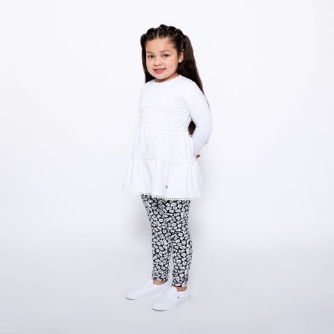 Girls Ruffle Hem Tiered Tunic and Legging Set