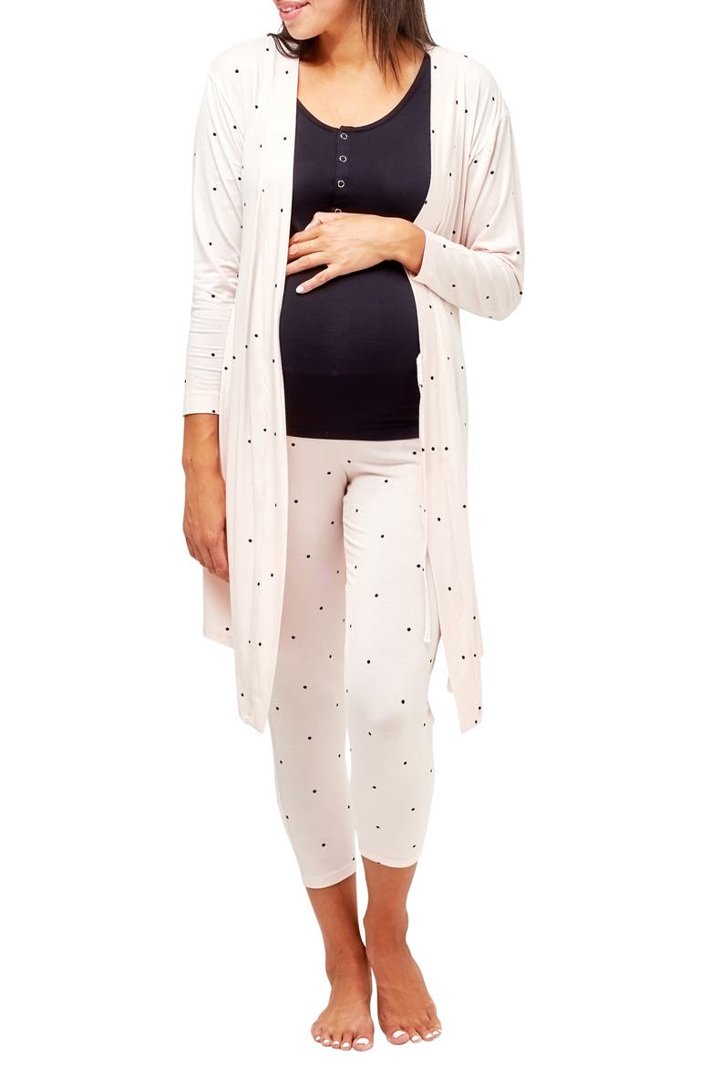 Second Skin Maternity & Nursing Robe, Main, color, DOTS