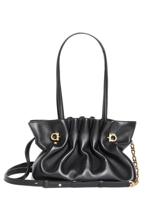 FERRAGAMO FERRAGAMO SMALL GANCIO PIERCING SOFT LEATHER SHOULDER BAG 