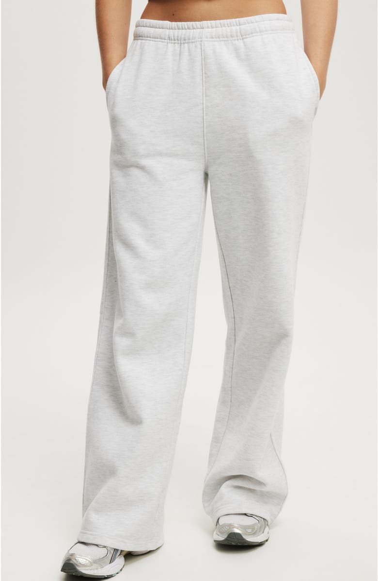 COTTON ON BODY Women's Active Plush Essential Straight Leg Sweatpant, Alternate, color, Cloudy Grey Marle