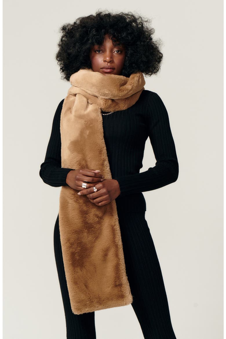 Faux Fur Scarf, Alternate, color, CAMEL