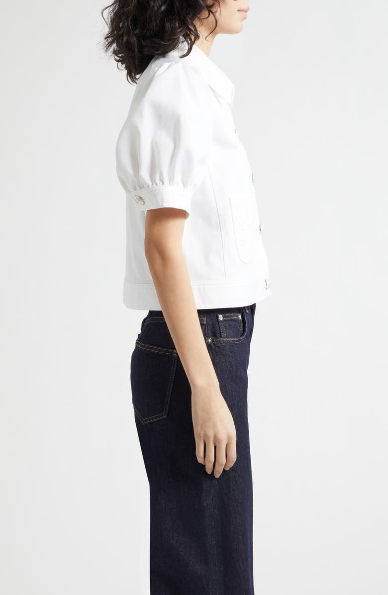 Cinq à Sept Ivana Short Sleeve Denim Jacket, Alternate, color, White