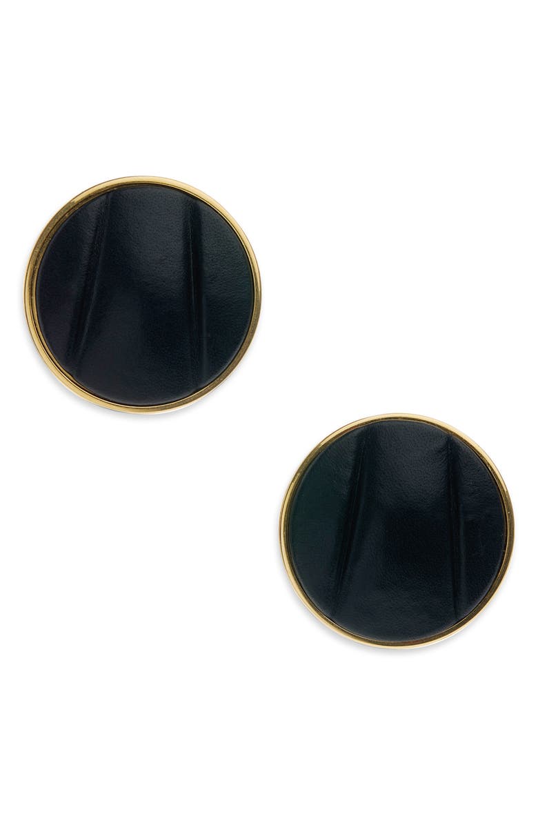 Chloé The Chloé Pleats Leather Clip-On Earrings, Main, color, Black