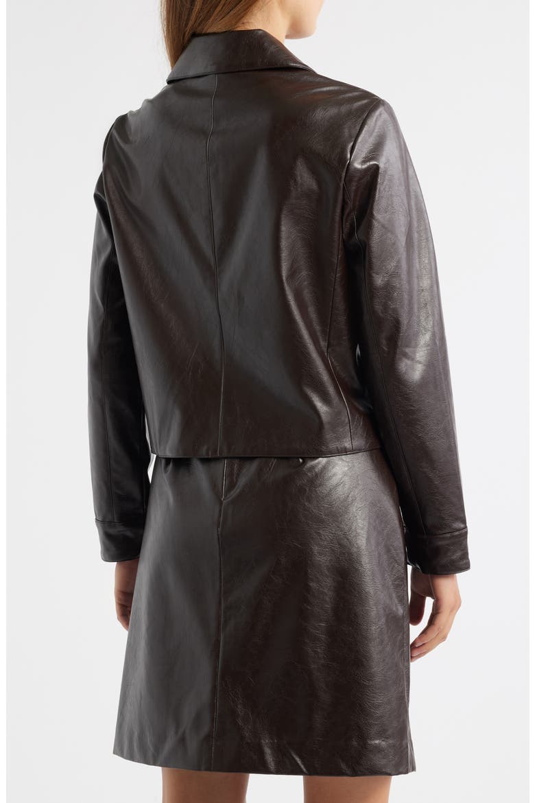 Faux Leather Crop Shirt Jacket, Alternate, color, DEEP MAHOGANY