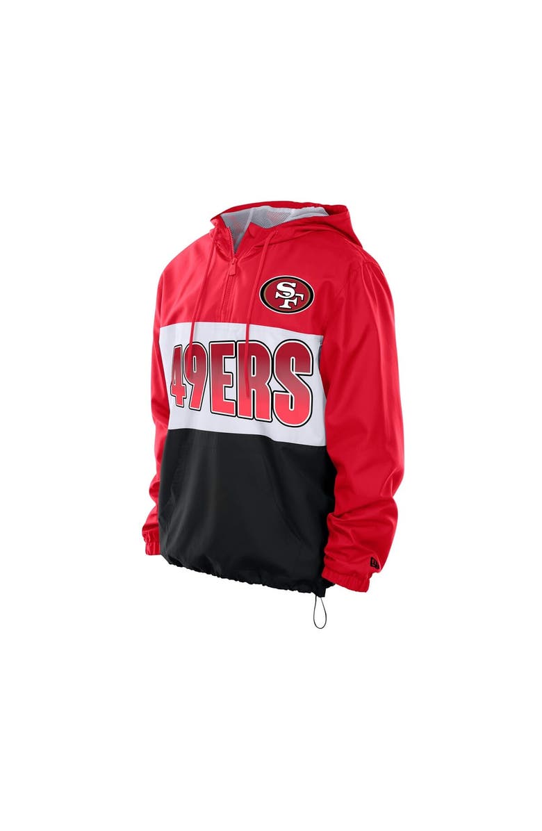 New Era Men's New Era Scarlet San Francisco 49ers Ripstop Quarter-Zip Hooded Windbreaker, Alternate, color, Scarlet