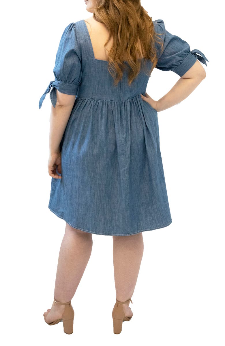 Marée Pour Toi Tie Sleeve Denim Babydoll Dress, Alternate, color, 