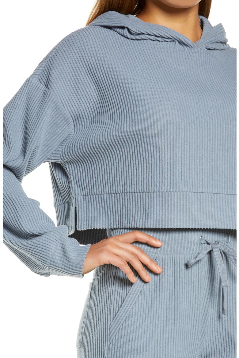 Muse Rib Crop Hoodie, Alternate, color, STEEL BLUE