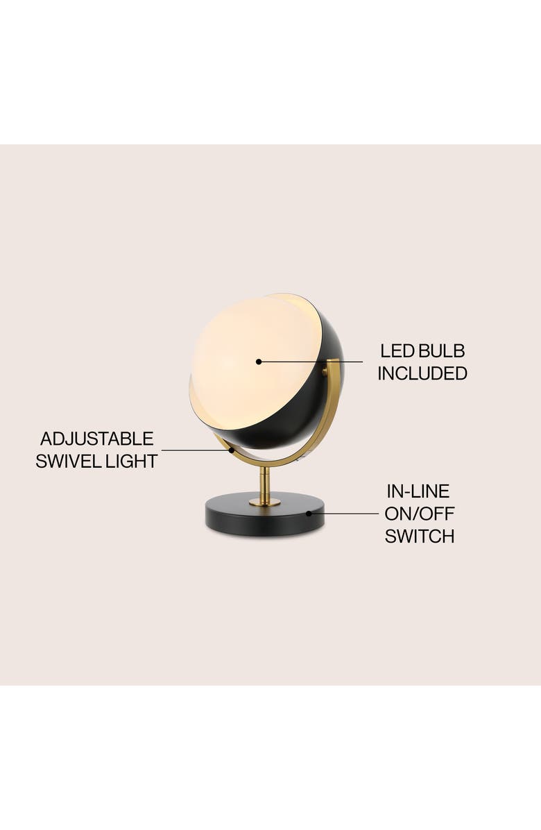 JONATHAN Y Orion Vintage Classic Metal/Acrylic Adjustable Orb LED Floor Spotlight, Alternate, color, Black/Brass Gold