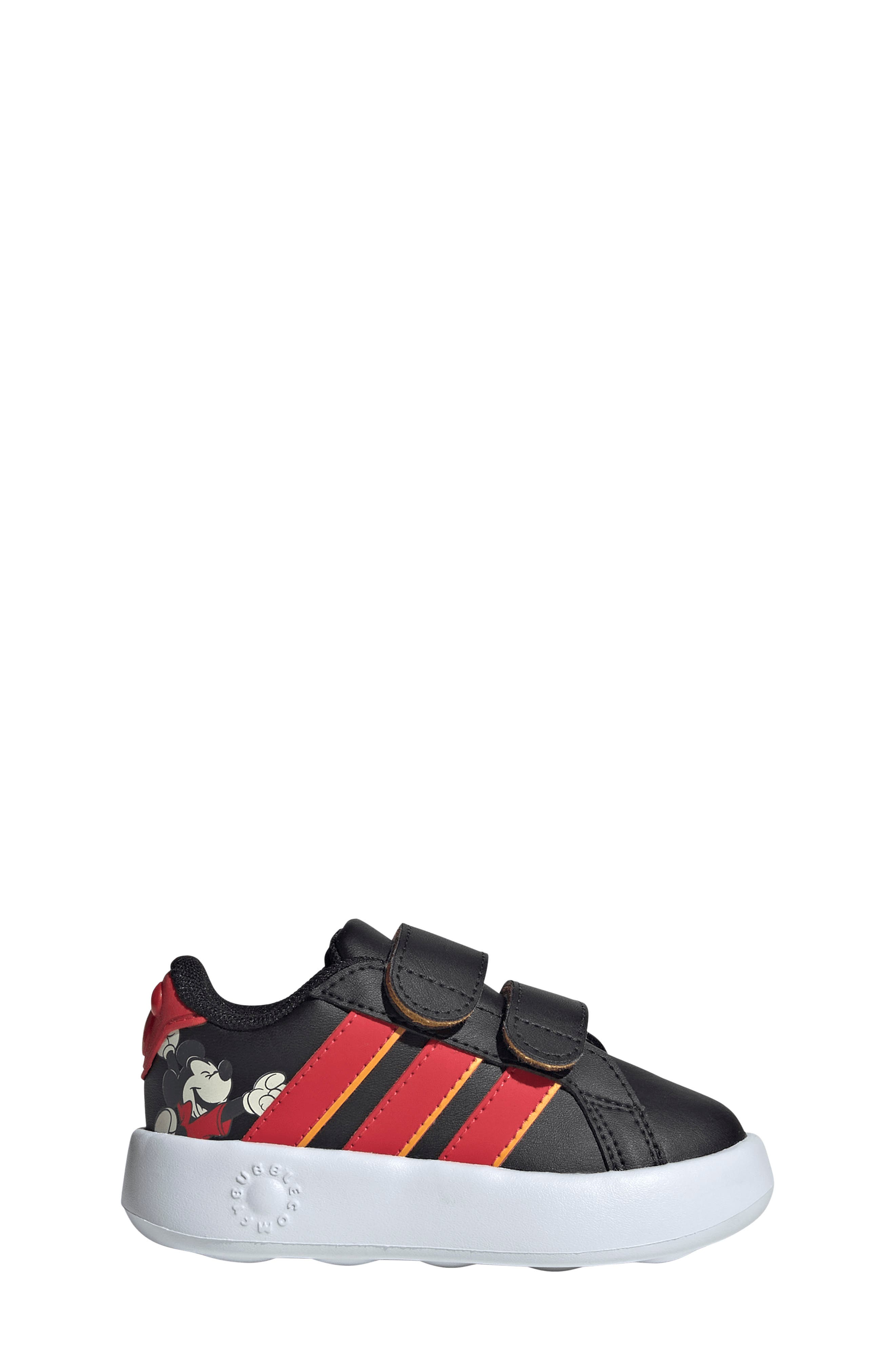 Kids' Grand Court Mickey Sneaker, Alternate, color, BLACK/ PURE RUBY/ YELLOW