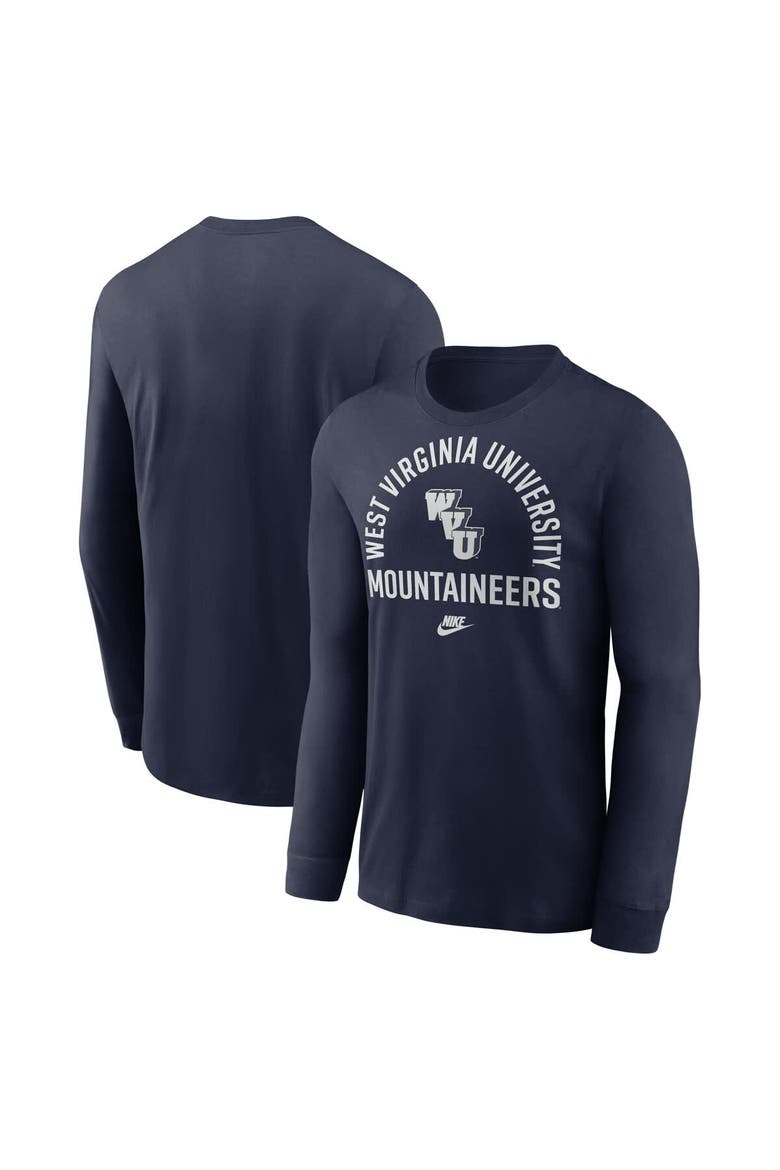 Men's Nike Navy West Virginia Mountaineers Legacy Arched Logo Long Sleeve T-Shirt, Main, color, Navy