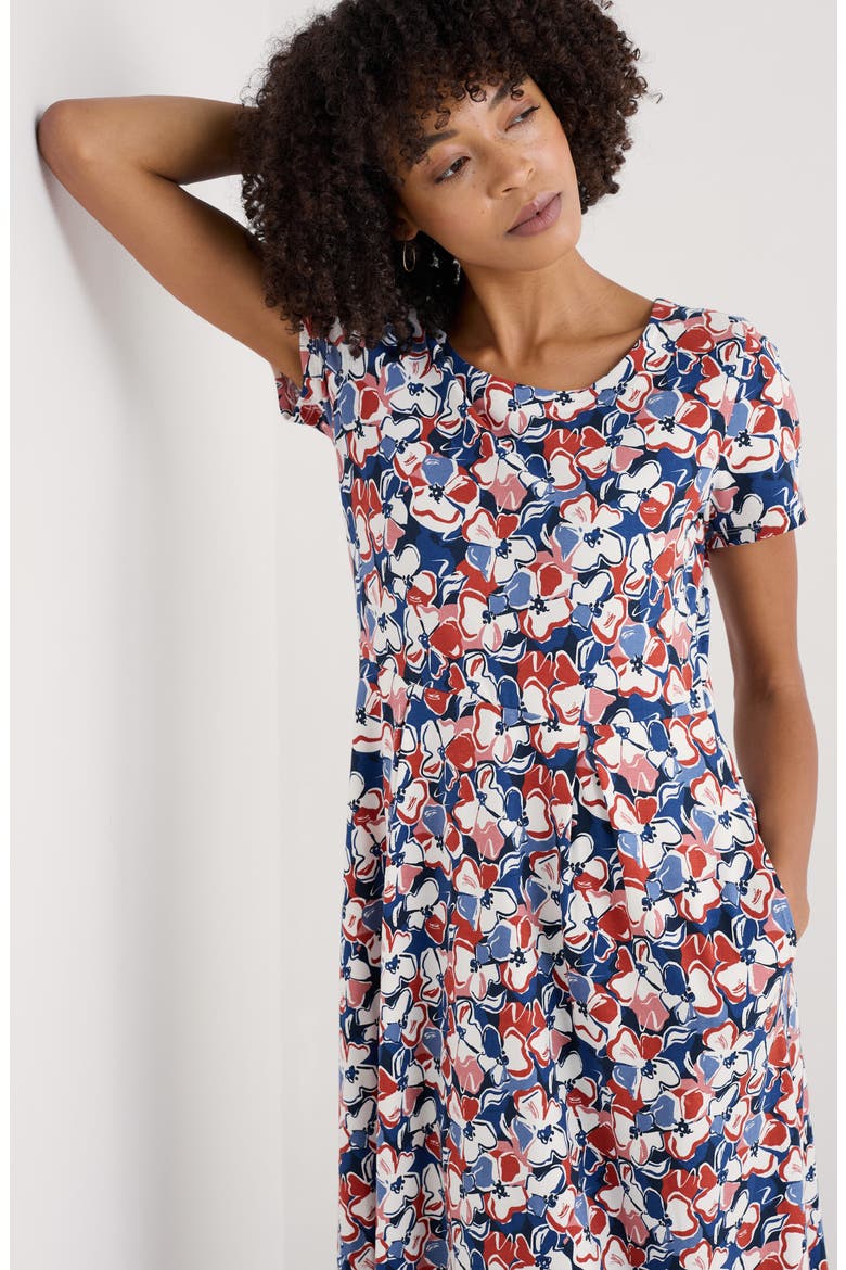 Veronica Print Stretch Organic Cotton Midi Dress, Alternate, color, CAMPION BLOOM CHALK