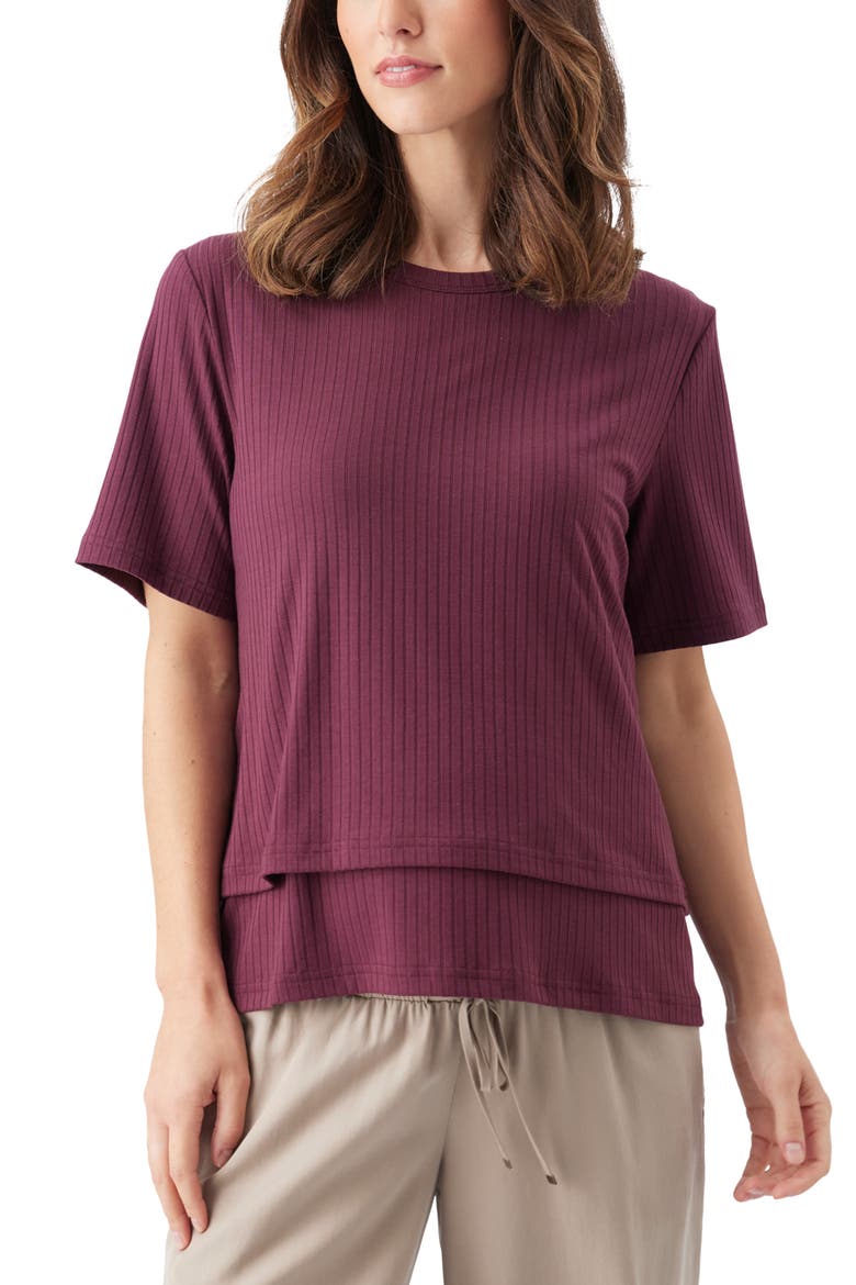 Mike Rib Nursing Top, Alternate, color, Maroon