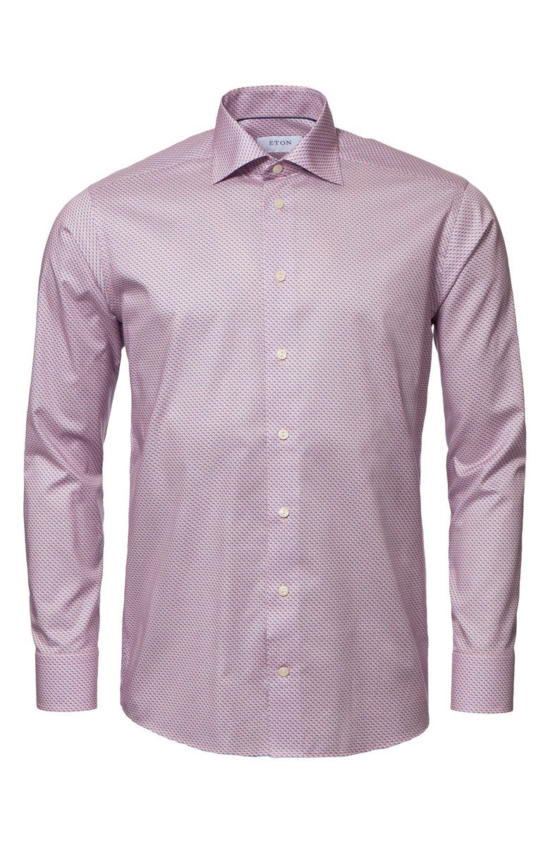 Eton Contemporary Fit Fish Print Cotton Dress Shirt, Alternate, color, 