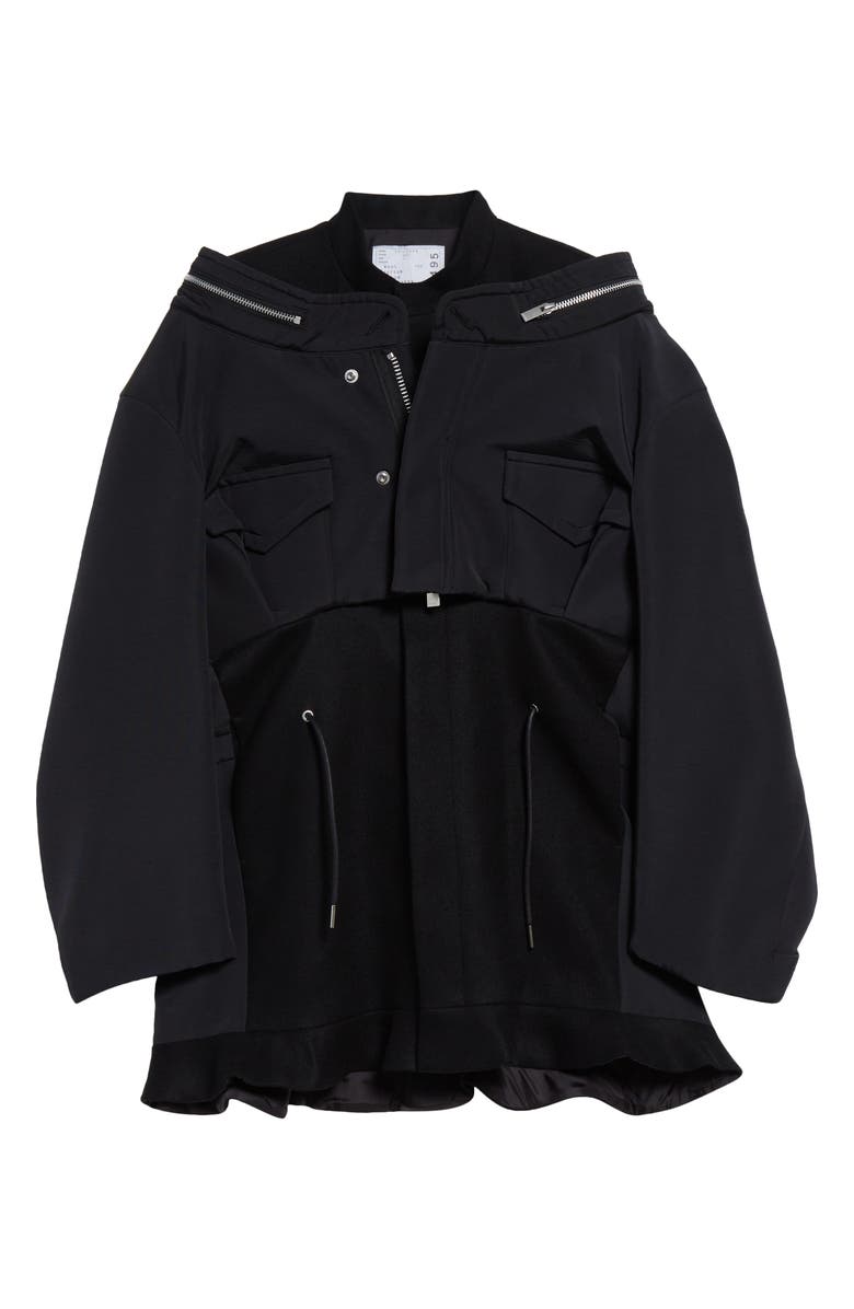 Sacai Long Sleeve Layered Mixed Media Dress, Alternate, color, 