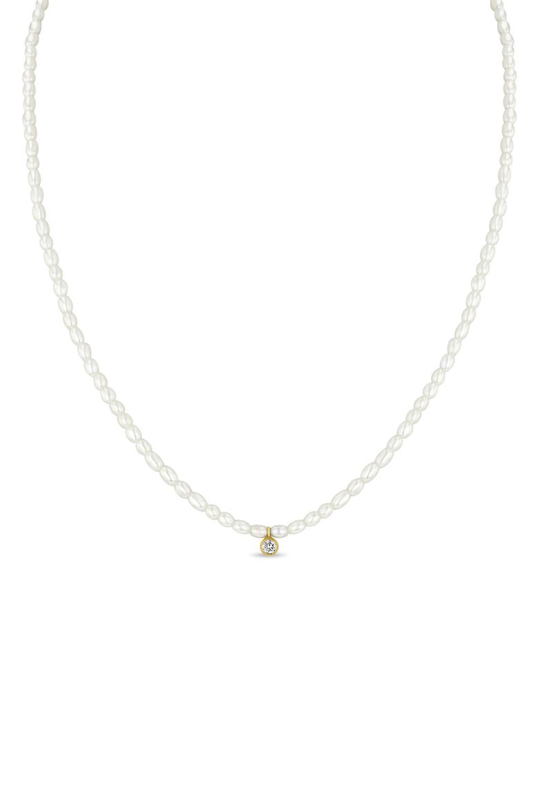 Freshwater Pearl Diamond Pendant Necklace, Main, color, 14K YELLOW GOLD