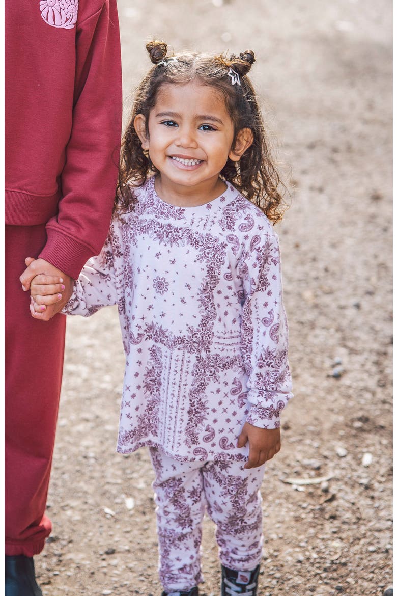 Ava Bandana Hacci Long Sleeve Top & Leggings Set, Alternate, color, PINK MARSHMALLOW