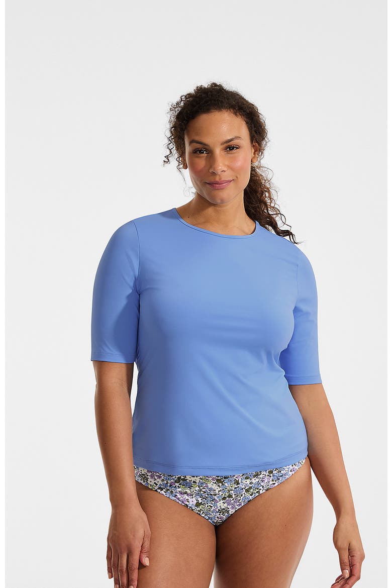 SunShade UPF 50 Elbow Sleeve Rash Guard Swim Tee, Main, color, Lake Blue