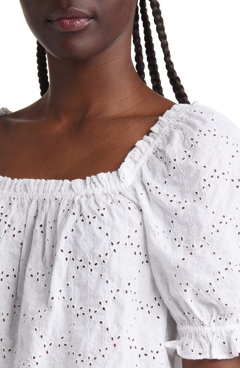 & Other Stories Puff Sleeve Cotton Eyelet Top, Alternate, color,