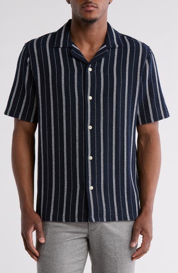 Striped Woven Button Front Shirt