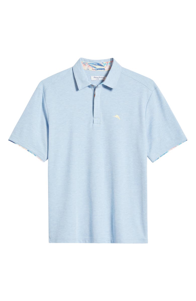 Tommy Bahama Position Palms 5 O'Clock IslandZone<sup>®</sup> Piqué Polo, Alternate, color, Vacation Blue Heather