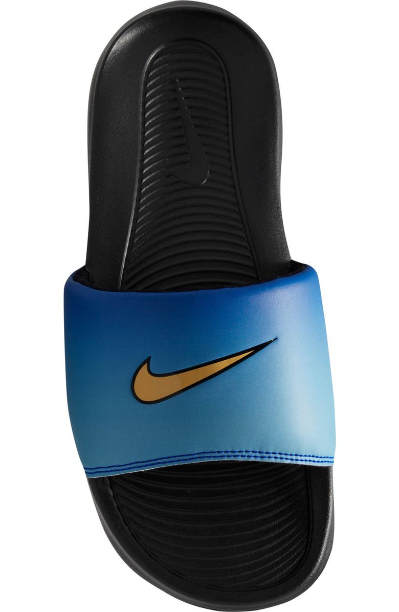 Nike Victori One Slide Sandal, Alternate, color, Hyper Blue/ Chamois/ Sky Blue