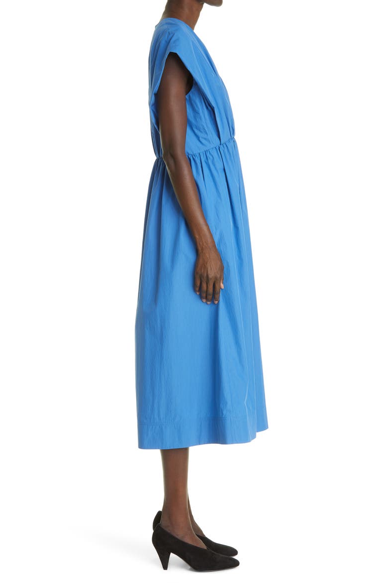 Gathered A-Line Poplin Midi Dress, Alternate, color, CORNFLOWER