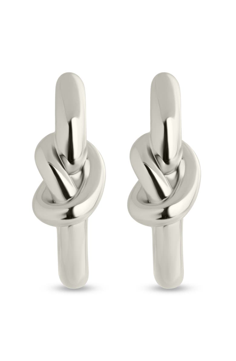 Sterling Forever Minnie Love Knot Huggie Hoop Earrings, Alternate, color, Silver