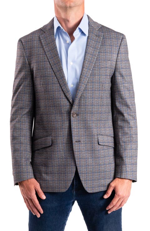 Tan Plaid Knit Sport Coat